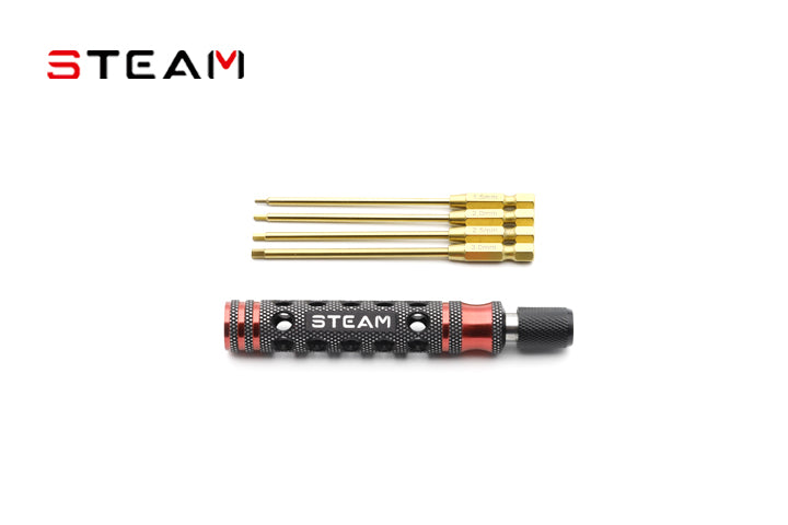 Steam T20 Titanium Plated Hollow Four in One Screwdriver/Red HZ022